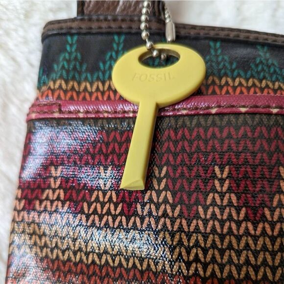 Fossil Key Per Coated Convas Multicolor Crossbody Shoulder Bag - Picture 8 of 13